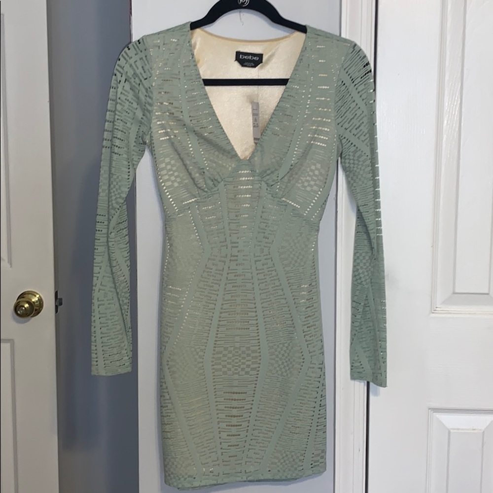 NEW Bebe form fitting pastel green dress